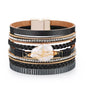 Women Leather Wrap Bracelet Multi Layer Wristband Braided Cuff Bangle Bracelets Pearl Magnetic Closure