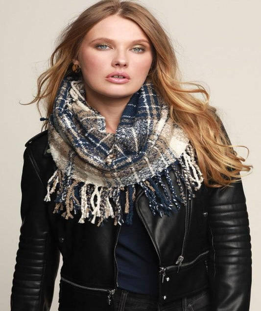 women winter warm scarf plaid infinity