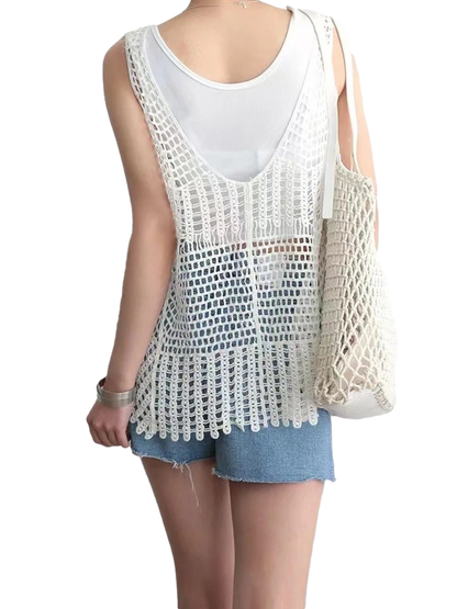 Women Sleeveless Tank Top Summer Cover Up Vest Shirt Plain A Line