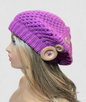 Women Winter Warm Crochet Knit Beanie Beret Slouchy Hat Cap With Wood Button Design