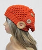 Women Winter Warm Crochet Knit Beanie Beret Slouchy Hat Cap With Wood Button Design