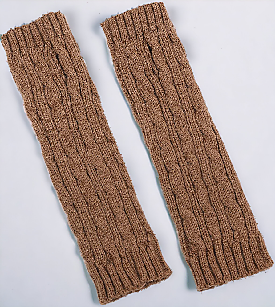 Fingerless Gloves Women Unisex Winter Knit Arm Warmers Long Cable Knit