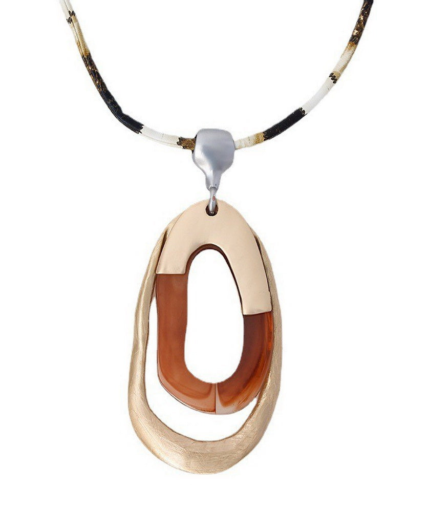 Long Sweater Necklace for Women Pendant Necklace Abstract Oval Shape