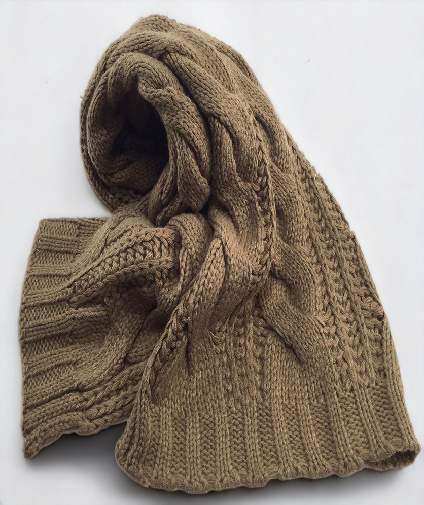 Winter Soft Thick Cable Knit Ribbed Long Scarf For Women and Men