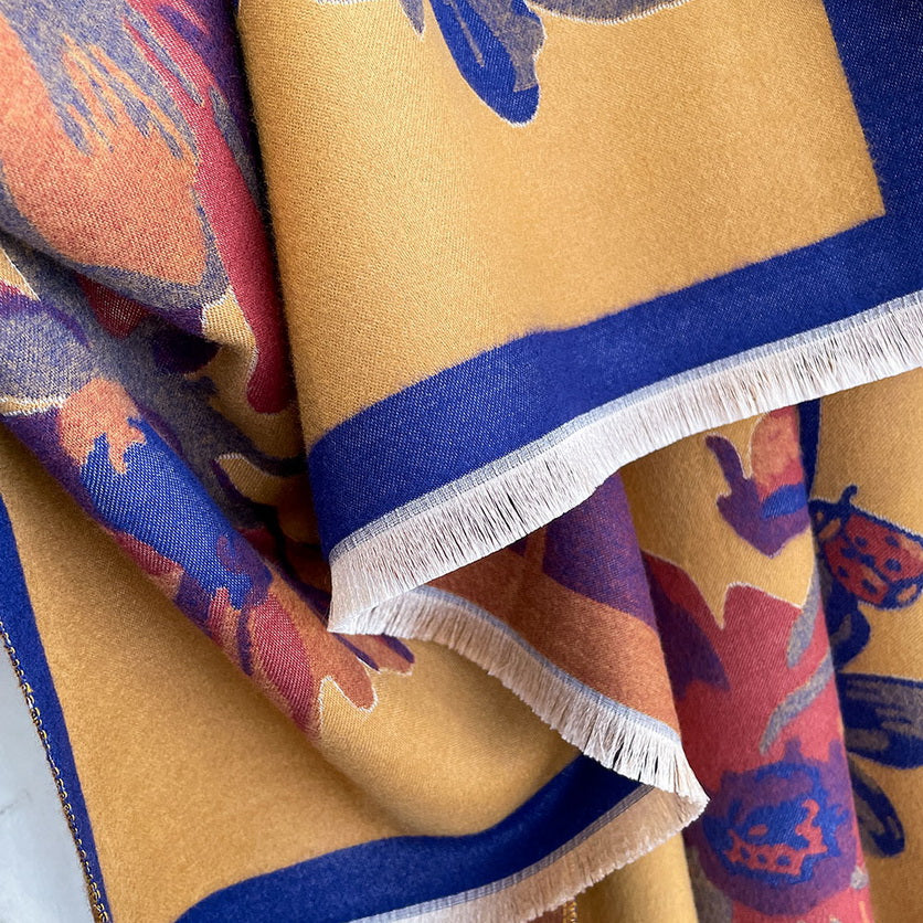 Cashmere Pashmina Scarf – Thick Winter Wrap for Women Floral Long Stem