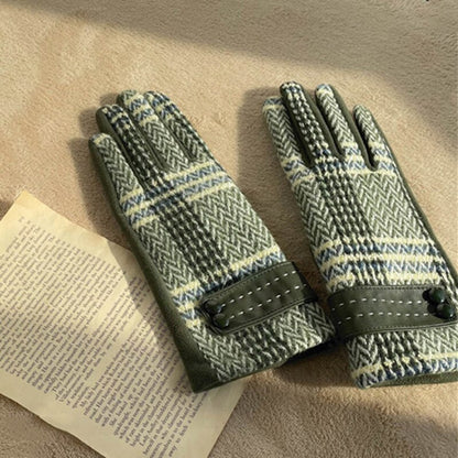 Winter Gloves Women, Touch Screen Gloves Winter Warm Fleece Lined Plaid Zigzag