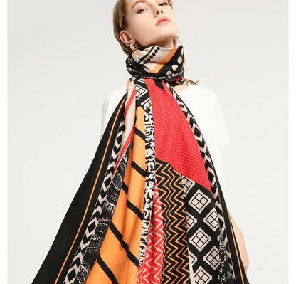 Women's Shawl Soft Smooth Abstract Multicolour Geometric Patch