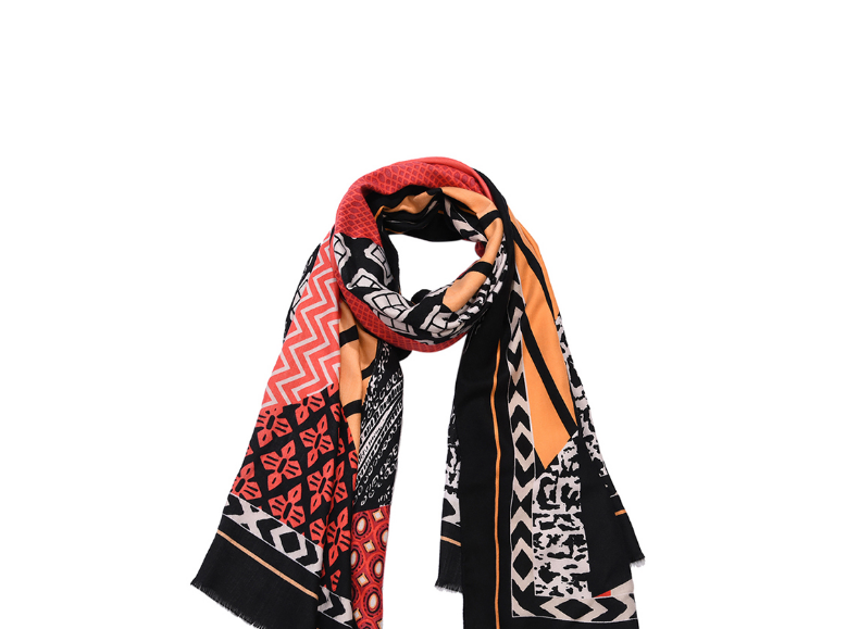 Women's Shawl Soft Smooth Abstract Multicolour Geometric Patch