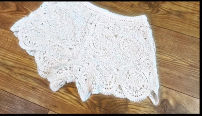 Women Summer Shorts Elastic Waist Lace Crochet Short Pants