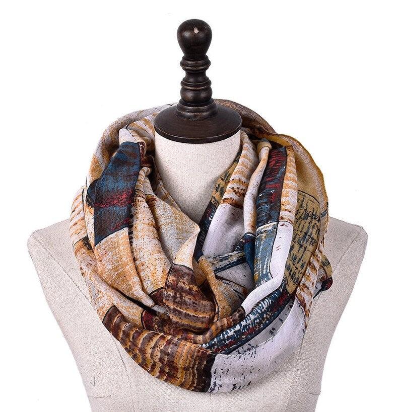 Infinity Scarf Lightweight Vintage Plaid