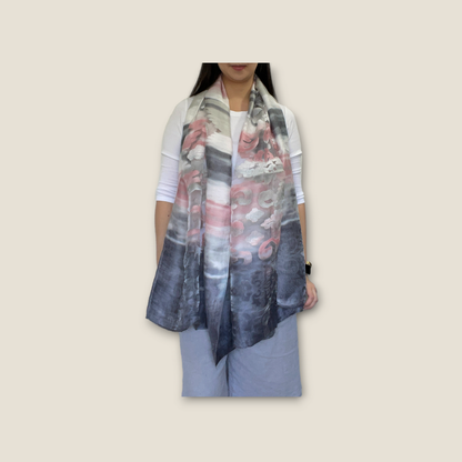 Scarf For Women Silky Touch Floral Gradient