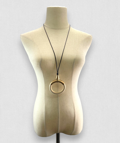 Long Sweater Necklace for Women Pendant Necklace Wooden Loop