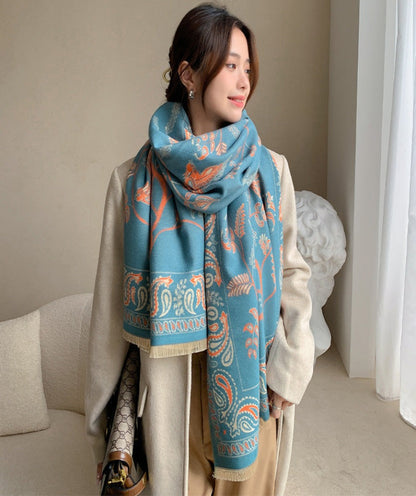 Pashmina bird paisley print reversible