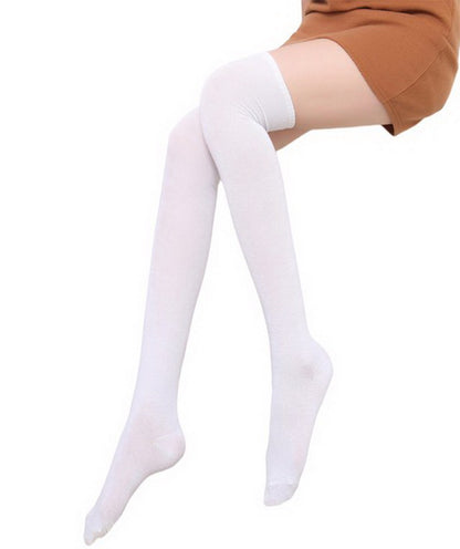 Womens Knee High Socks Cotton Plain