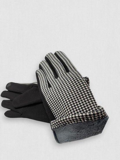 Women's Winter Thermal Gloves Houndstooth Buckle