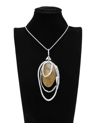 Long Sweater Necklace for Women Pendant Necklace Abstract Loops Resin Oval
