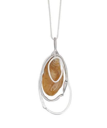 Long Sweater Necklace for Women Pendant Necklace Abstract Loops Resin Oval