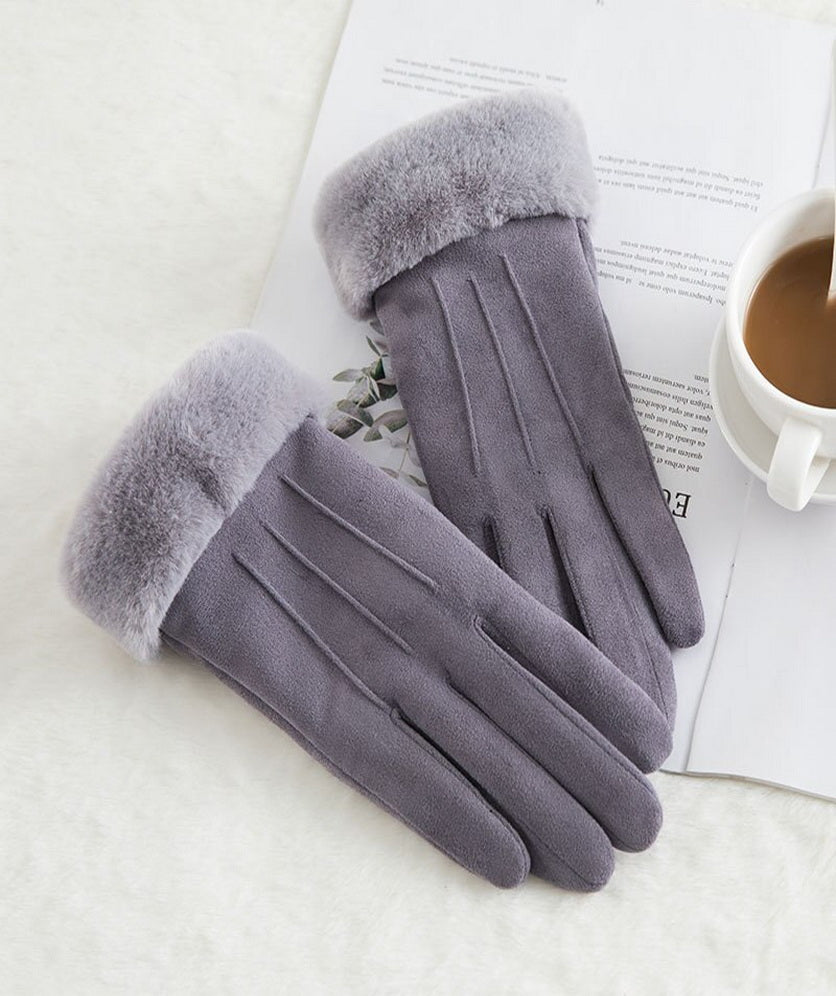 Women Winter Gloves Warm Ladies Touch Screen Gloves Suede Plain