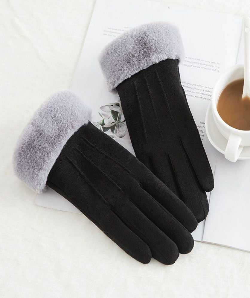 Women Winter Gloves Warm Ladies Touch Screen Gloves Suede Plain