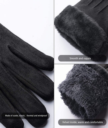 Women Winter Gloves Warm Ladies Touch Screen Gloves Suede Plain