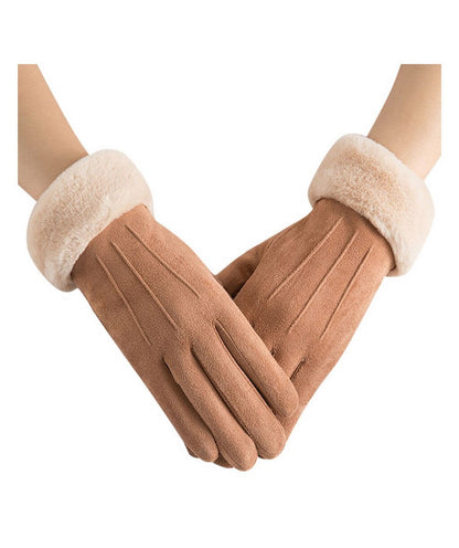 Women Winter Gloves Warm Ladies Touch Screen Gloves Suede Plain