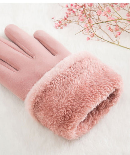 Women Winter Gloves Warm Ladies Touch Screen Gloves Suede Plain