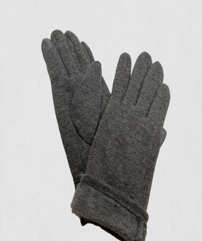 Womens Gloves with Touchscreen Fingers Fleece Lined Stretch Buttons