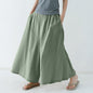 Women Pant Elastic Waist Cotton Linen Wide Leg Pants Loose Boho Style