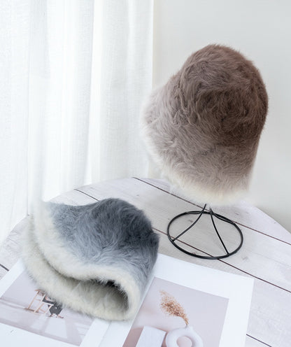 Winter Bucket Hat For Women Angora Gradient Fuzzy