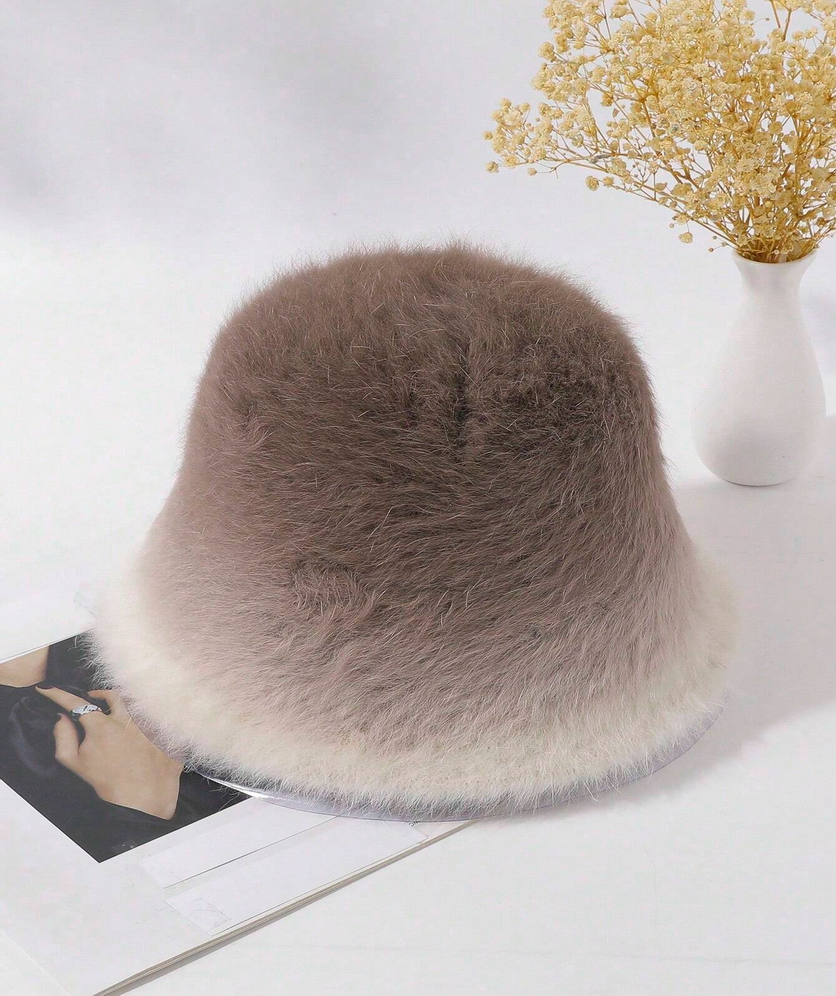 Winter Bucket Hat For Women Angora Gradient Fuzzy