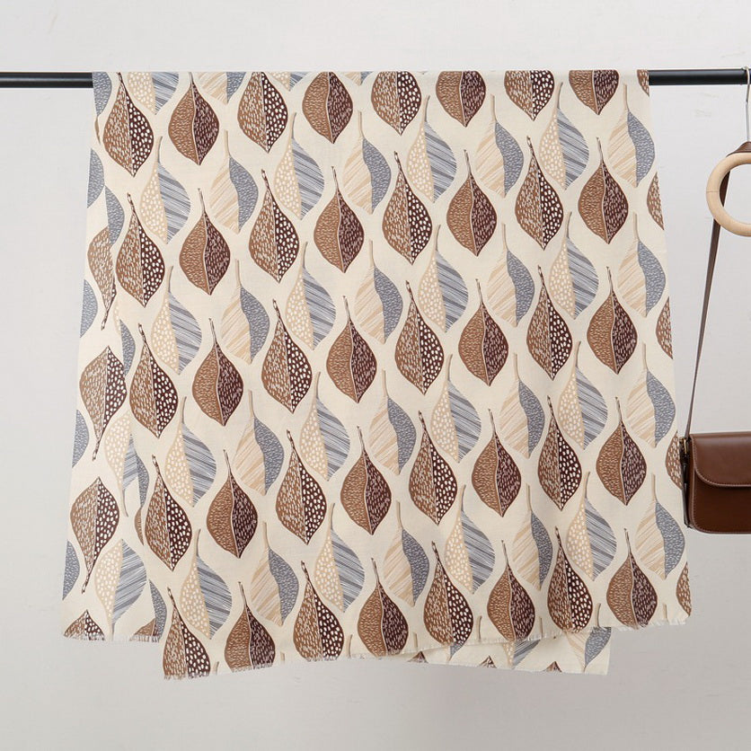 Leaf Print Shawl Lightweight
