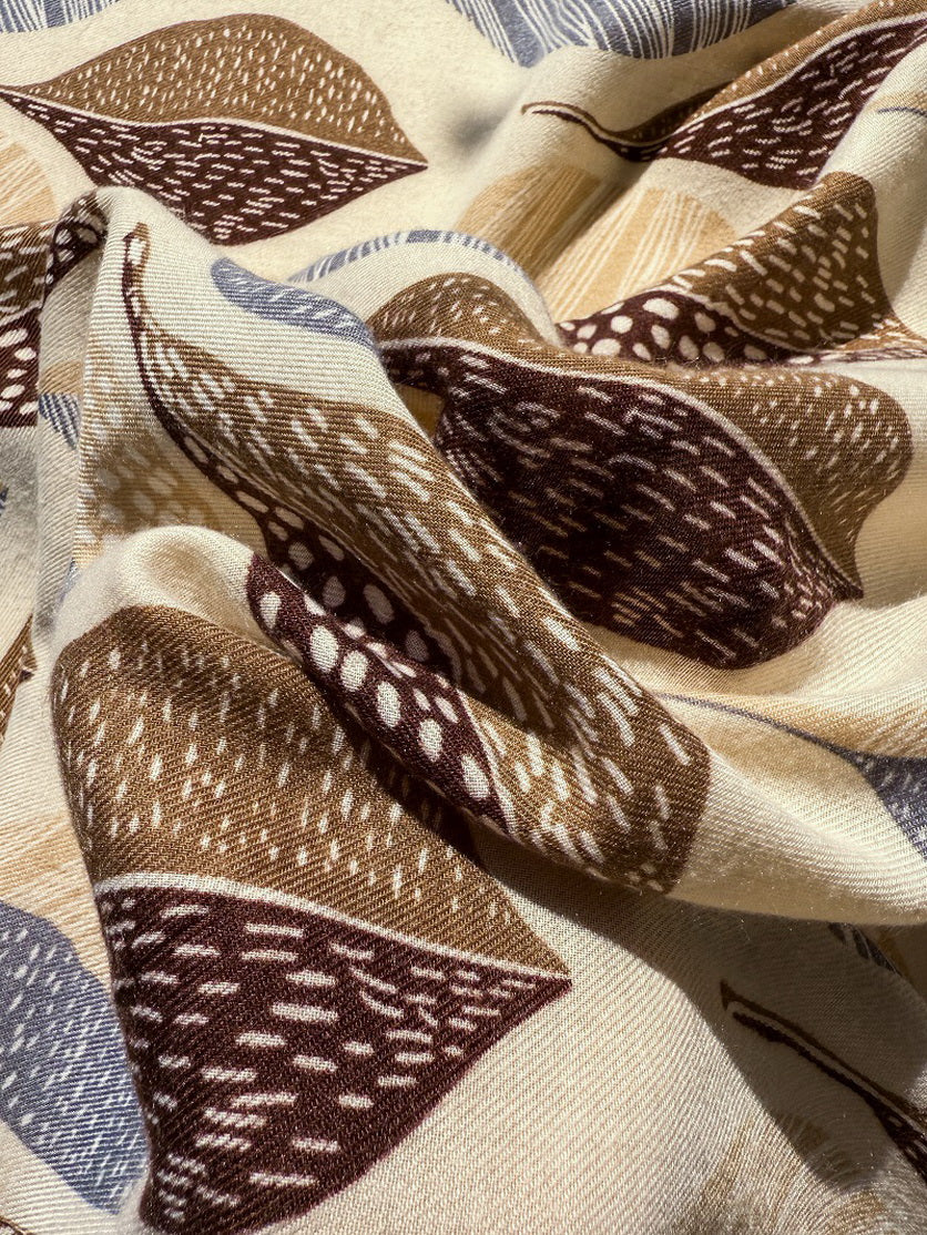 Leaf Print Shawl Lightweight