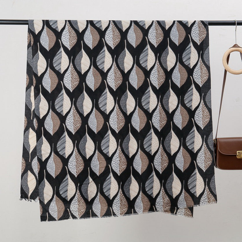 Leaf Print Shawl Lightweight