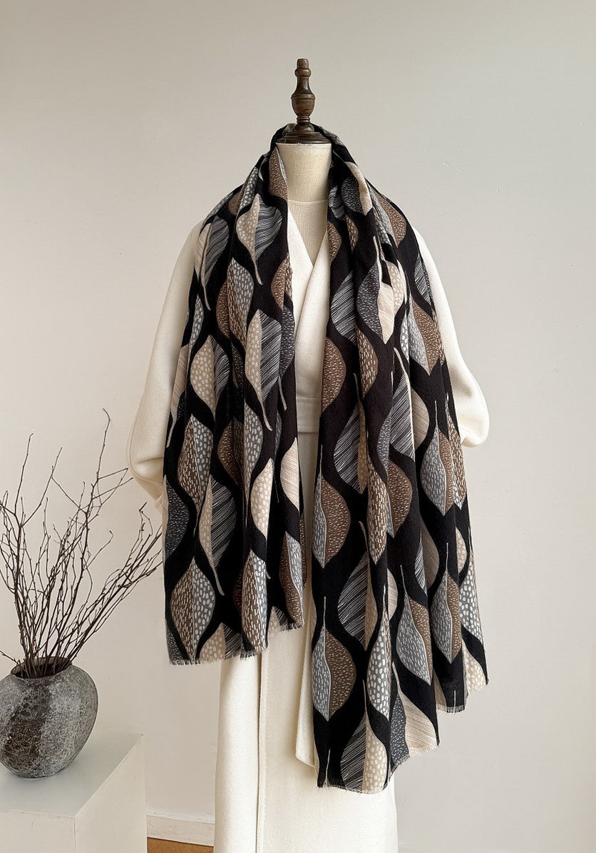 Leaf Print Shawl Lightweight