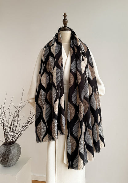 Leaf Print Shawl Lightweight