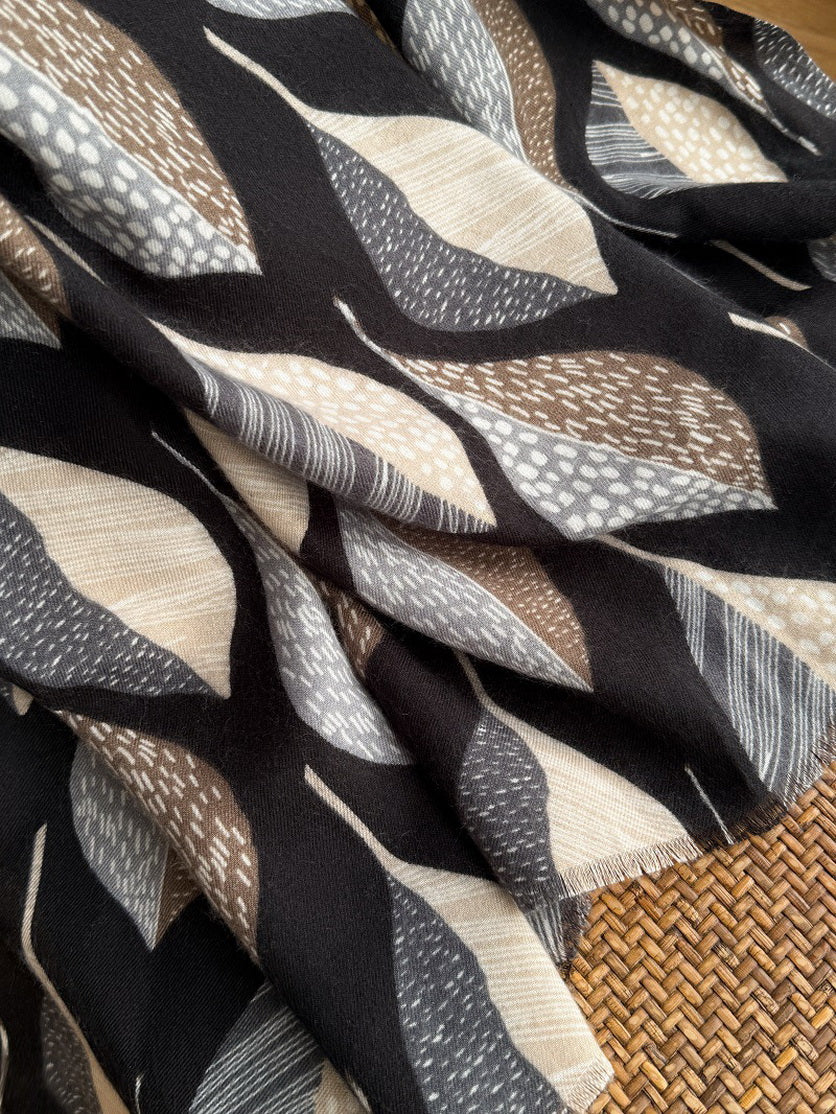 Leaf Print Shawl Lightweight