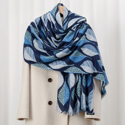 Leaf Print Shawl Lightweight