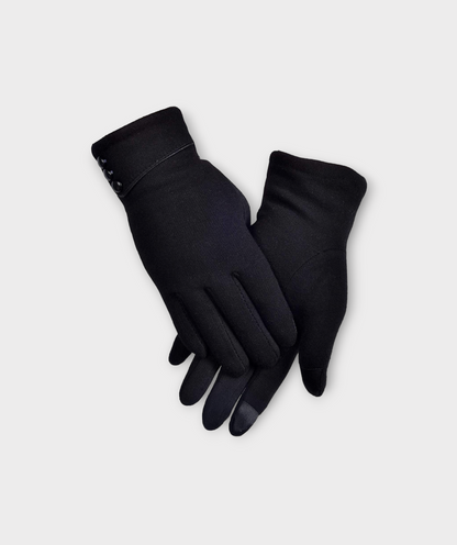 Womens Gloves with Touchscreen Fingers Fleece Lined Stretch Buttons On Cuff