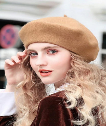 Wool Blend French Beret Hat for Men and Women Plain