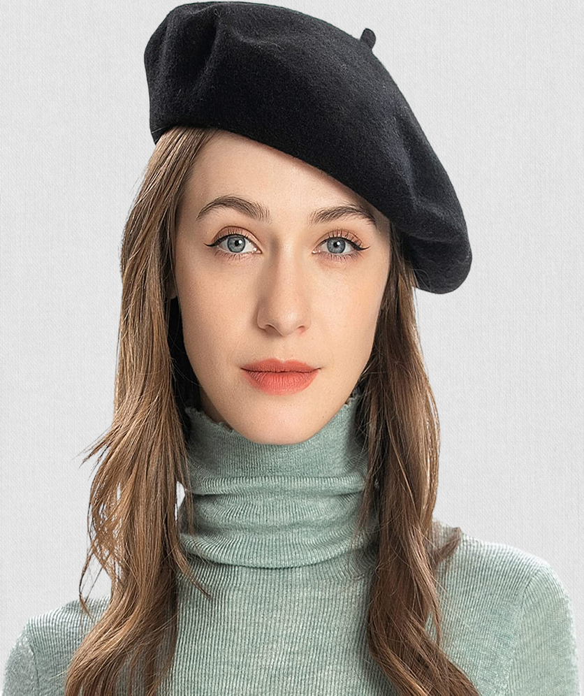 Wool Blend French Beret Hat for Men and Women Plain