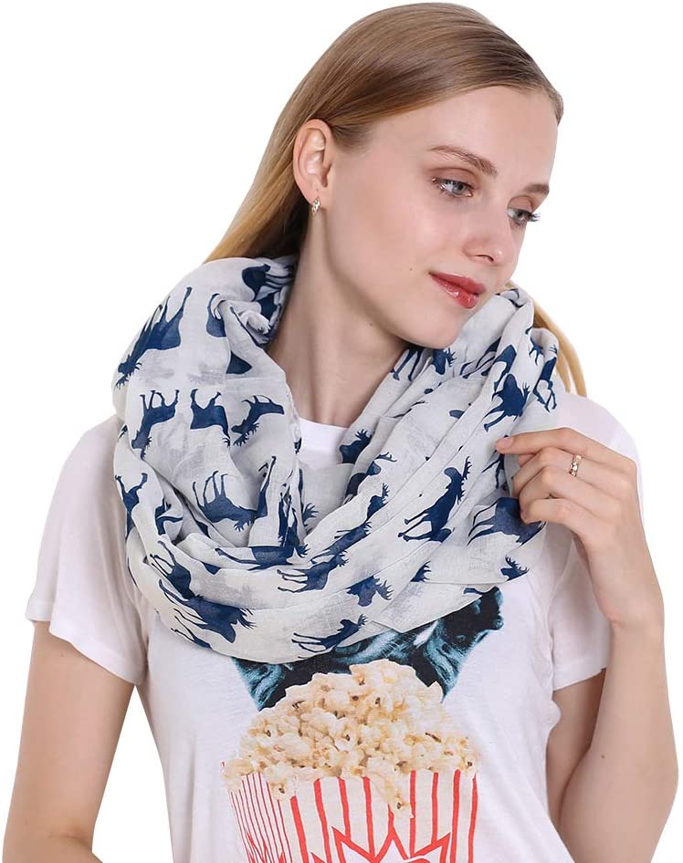 Lightweight Circle Infinity Scarves Moose Print Shawl Wrap Scarf For Women And Men