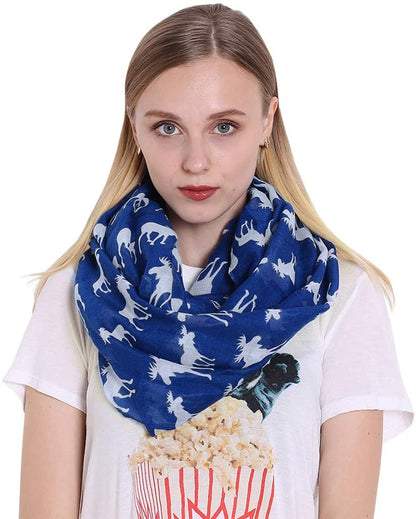 Lightweight Circle Infinity Scarves Moose Print Shawl Wrap Scarf For Women And Men