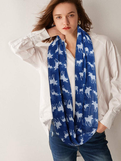 Lightweight Circle Infinity Scarves Moose Print Shawl Wrap Scarf For Women And Men