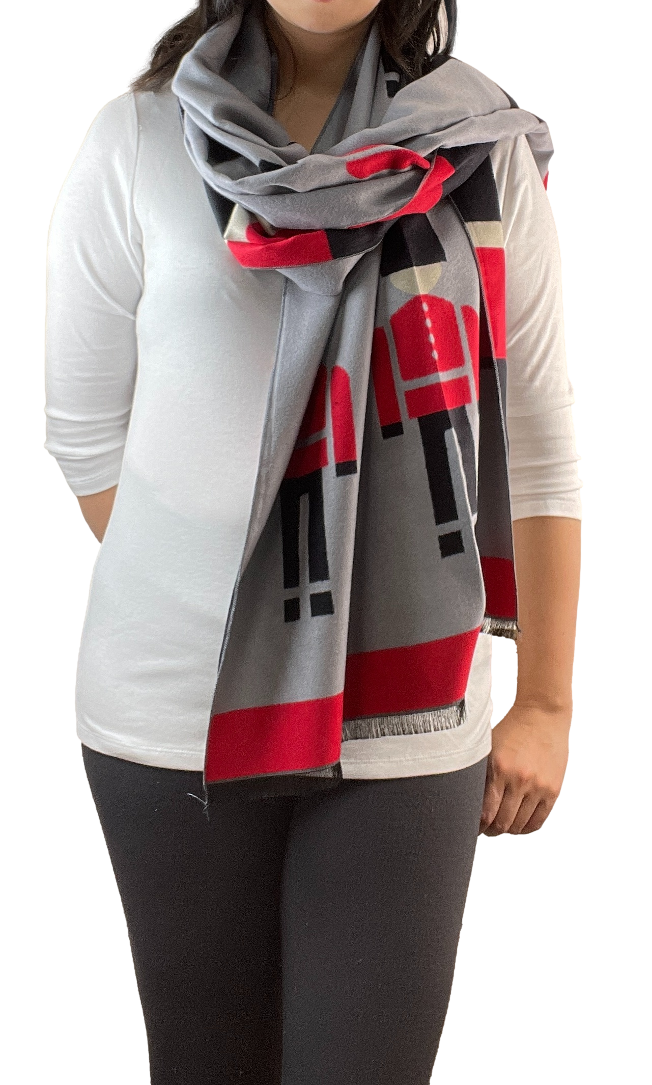 Cashmere Pashmina Wrap Shawl Stole for Women Reversible Nutcracker Print