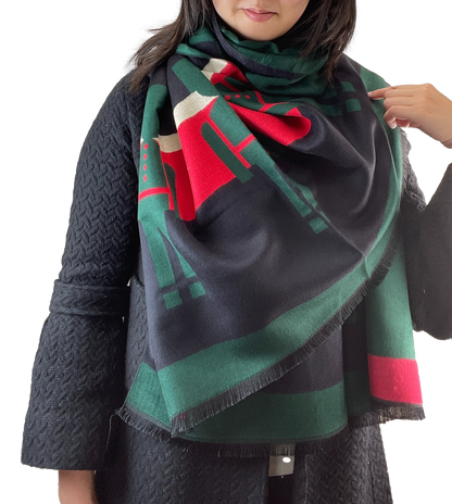 Cashmere Pashmina Wrap Shawl Stole for Women Reversible Nutcracker Print