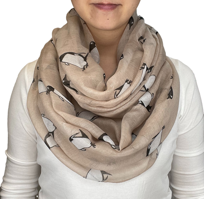 Lightweight Circle Infinity Scarves Penguin Print Shawl Wrap Scarf For Women