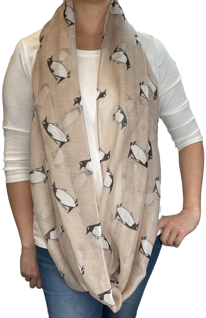 Lightweight Circle Infinity Scarves Penguin Print Shawl Wrap Scarf For Women