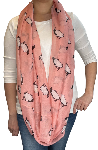 Lightweight Circle Infinity Scarves Penguin Print Shawl Wrap Scarf For Women