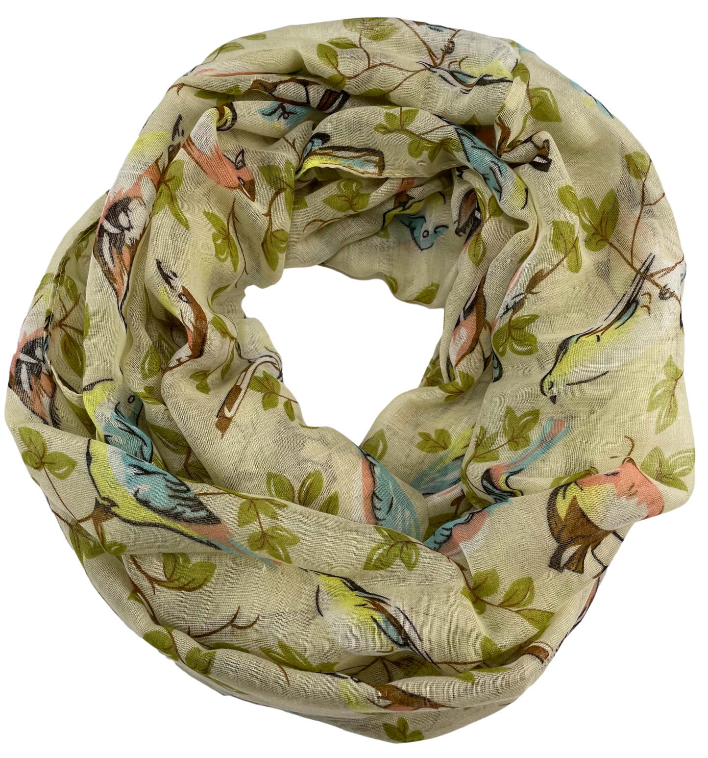 Lightweight Circle Infinity Scarves Sparrow Bird Print Shawl Wrap Scarf For Women