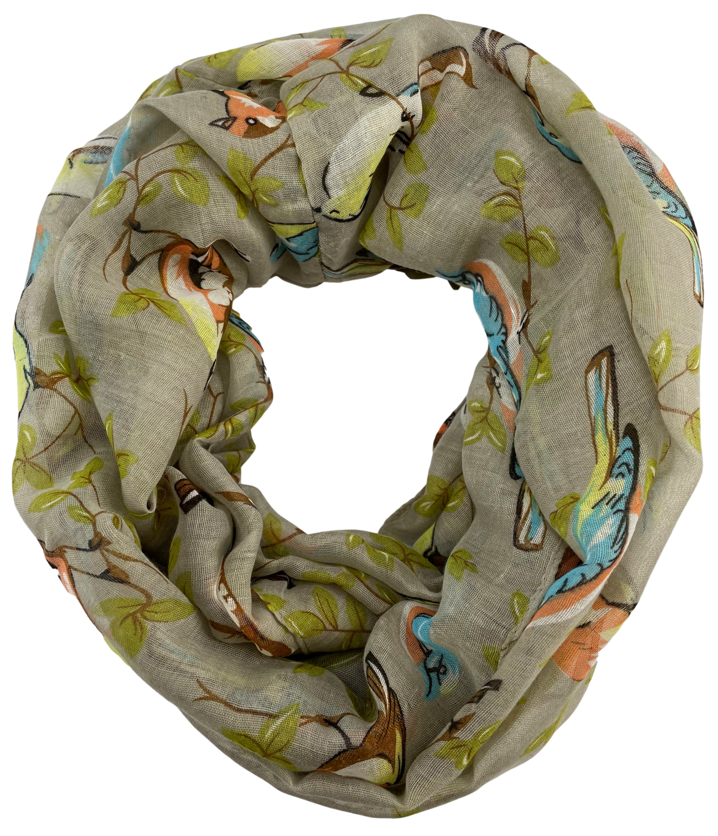 Lightweight Circle Infinity Scarves Sparrow Bird Print Shawl Wrap Scarf For Women